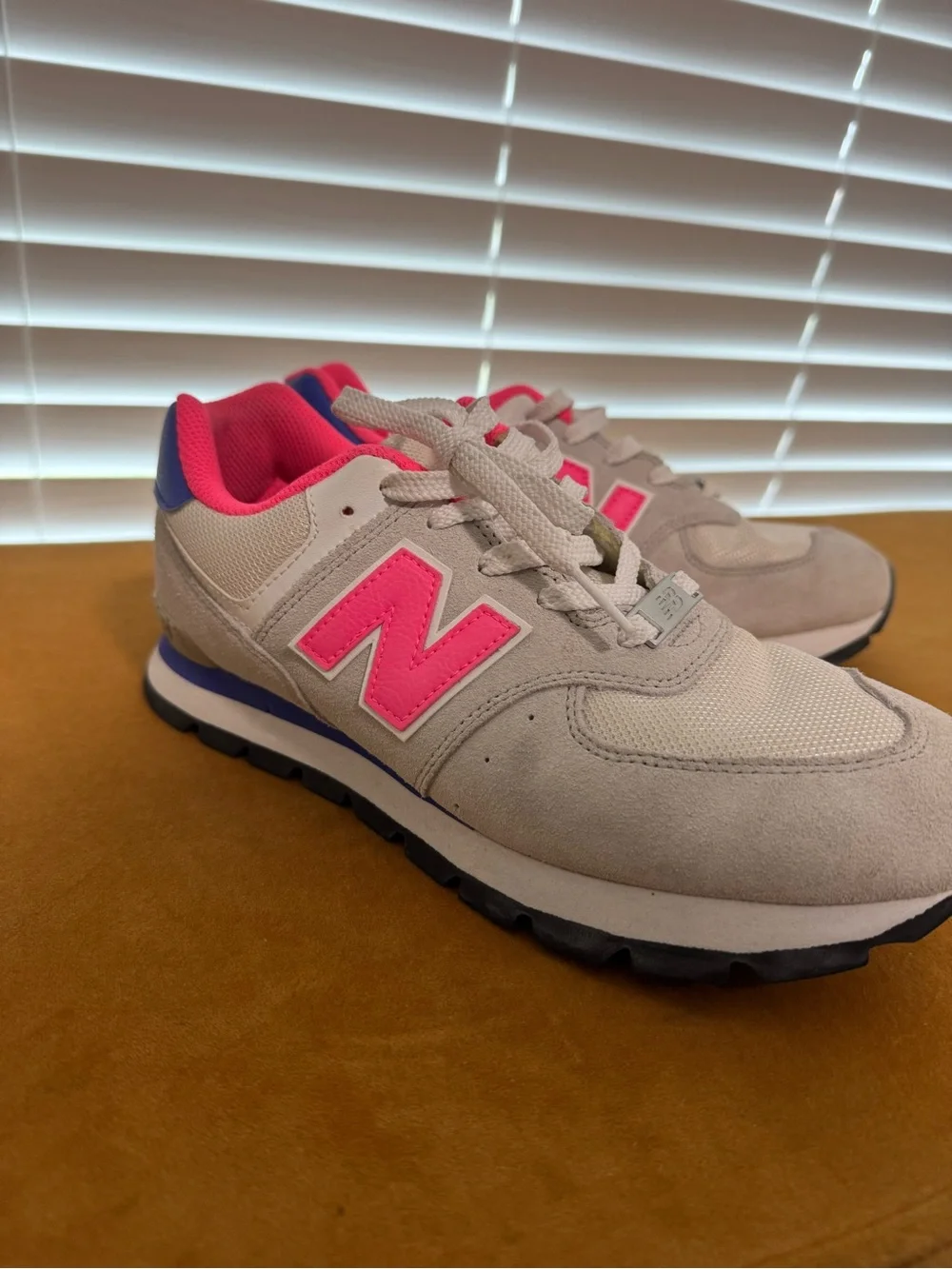 New Balance Light Gray with Hot Pink Accent Sneakers